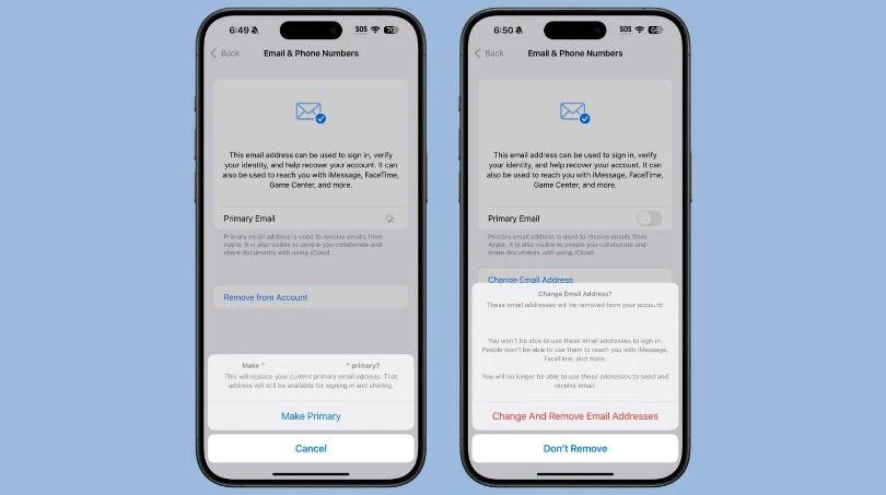 萨尔图苹果手机维修分享苹果 iOS 18.1 支持设置“主要”邮箱地址并更改 iCloud 邮箱 